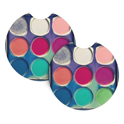 HYTTER Runde Farbpalette bedruckte Auto-Untersetzer, 2 Stück – langlebige, wasserdichte Getränkehalter-Untersetzer für Auto-Innenschutz und Dekoration HYTTER Runde Farbpalette bedruckte Auto-Untersetzer, 2 Stück – langlebige, wasserdichte Getränkehalter-Untersetzer für Auto-Innenschutz und Dekoration von HYTTER
