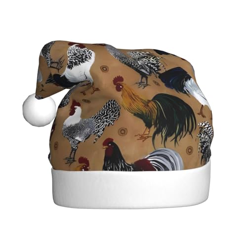 HYTTER Weihnachtsmütze mit Hahn und Huhn für Erwachsene – festlich, weich, leicht und fühlt sich gut an, Urlaubszubehör von HYTTER