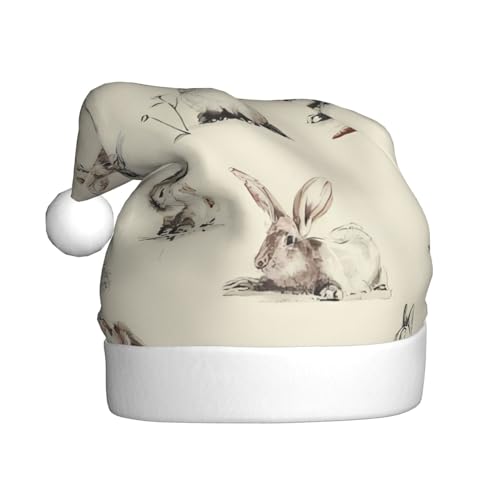 HYTTER Weihnachtsmütze mit Kaninchenhintergrund für Erwachsene - Festlich Weich, leicht und gut anzufassen, Urlaubszubehör von HYTTER