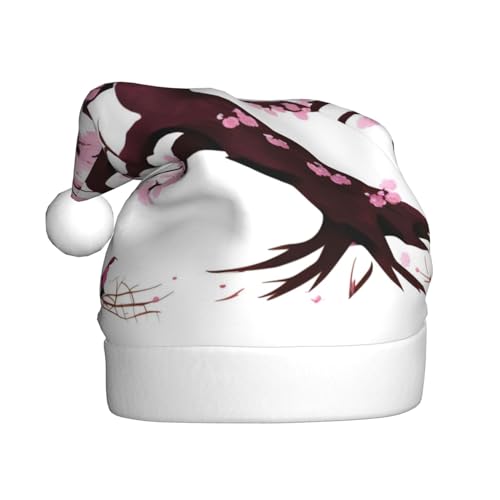 HYTTER Weihnachtsmütze mit Kirschblütenbaum für Erwachsene – festlich, weich, leicht und gut anzufassen, Urlaubszubehör von HYTTER