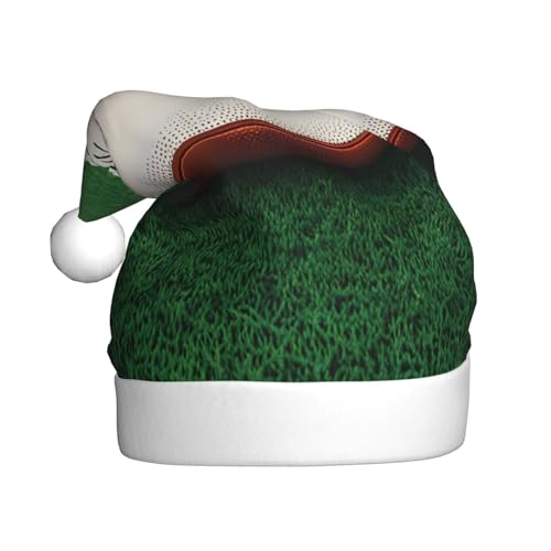 HYTTER Weihnachtsmütze mit Rugbyball, für Erwachsene, weich, leicht und angenehm anzufassen, Weiß von HYTTER