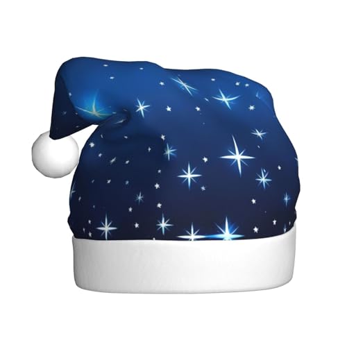HYTTER Weihnachtsmütze mit blauem Sternenmuster für Erwachsene – festlich, weich, leicht und gut anzufassen, Urlaubszubehör von HYTTER