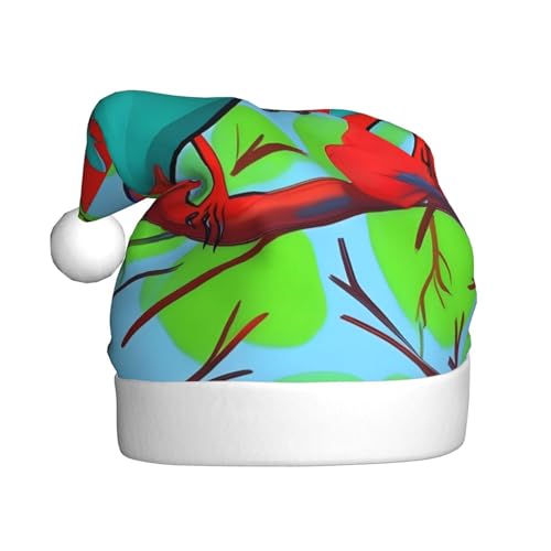 HYTTER Weihnachtsmütze mit bunten Vögeln für Erwachsene – festlich, weich, leicht und fühlt sich gut an, Urlaubszubehör von HYTTER