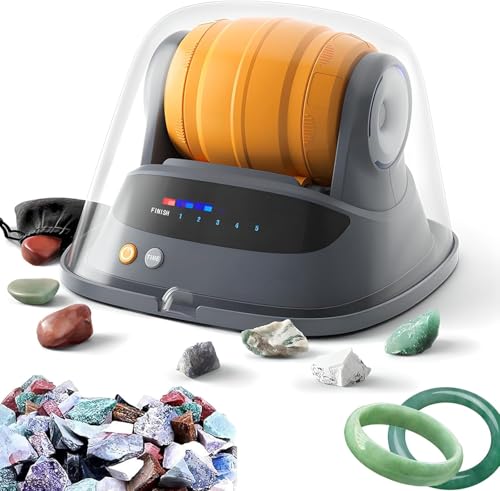 Elektrische Steinschleifmaschine, Schmuckpoliermaschine, mit geräuschdämpfender Abdeckung, zeitgesteuerte Steinwendefunktion, Polierkörner, Schmuckbefestigungen, für Geologiebegeisterte, Kinder Elektrische Steinschleifmaschine, Schmuckpoliermaschine, mit geräuschdämpfender Abdeckung, zeitgesteuerte Steinwendefunktion, Polierkörner, Schmuckbefestigungen, für Geologiebegeisterte, Kinder von HYYKEJI