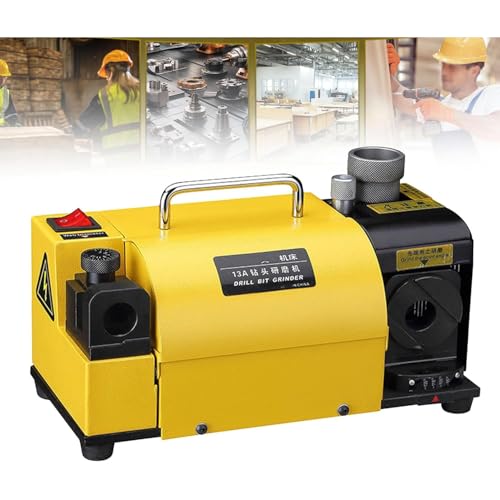 HYYKEJI 3-13 mm Bohrerschleifmaschine, tragbarer Bohrerschärfer, 95° bis 135° Spitzenwinkel einstellbar, mit 11 Spannzangen, elektrisches Schleifgerät, für Messer, Meißel, Bohrer von HYYKEJI