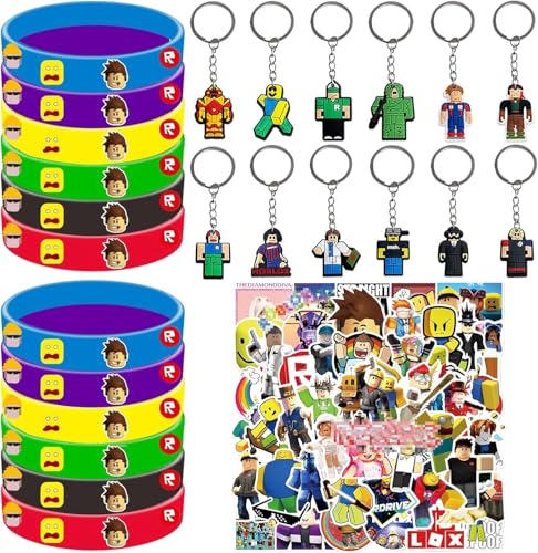 Videospiel Party Mitgebsel Kindergeburtstag, 74 Pcs R-oblox Kindergeburtstag Gastgeschenke, Give Aways Kindergeburtstag mit R-oblox Armbänder Schlüsselanhänger Aufkleber Geschenktüten Anstecker Videospiel Party Mitgebsel Kindergeburtstag, 74 Pcs R-oblox Kindergeburtstag Gastgeschenke, Give Aways Kindergeburtstag mit R-oblox Armbänder Schlüsselanhänger Aufkleber Geschenktüten Anstecker von HYZMSZA