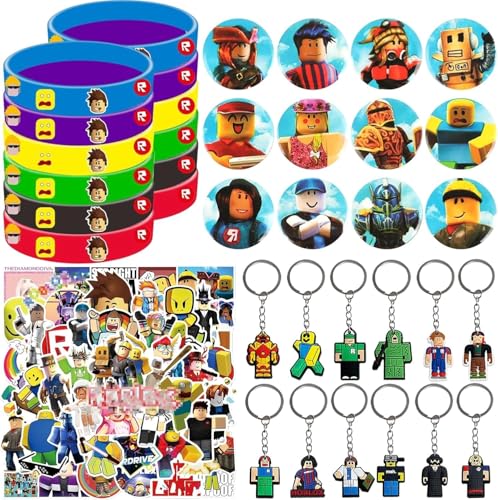 HYZMSZA Videospiel Party Mitgebsel Kindergeburtstag, 86 Pcs R-oblox Kindergeburtstag Gastgeschenke, Give Aways Kindergeburtstag mit R-oblox Schlüsselanhänger Aufkleber Silikon Armbänder Anstecker HYZMSZA Videospiel Party Mitgebsel Kindergeburtstag, 86 Pcs R-oblox Kindergeburtstag Gastgeschenke, Give Aways Kindergeburtstag mit R-oblox Schlüsselanhänger Aufkleber Silikon Armbänder Anstecker von HYZMSZA