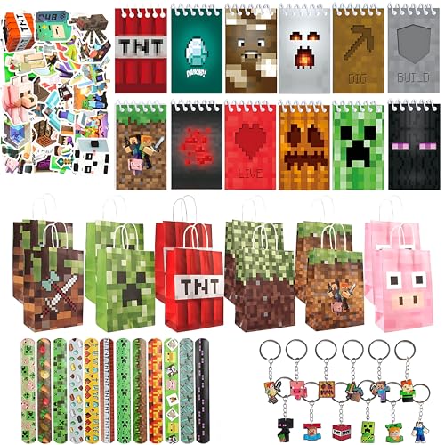 HYZMSZA Video Game Party Favours, 98 Stück Kinder Geburtstag Party Favours mit Schlüsselanhänger Laptop Aufkleber Spiel Armband Geschenk Tasche Giveaway, Gamer Theme Supplies von HYZMSZA