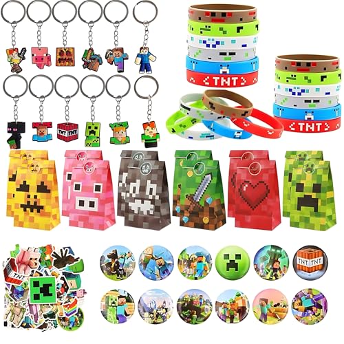 HYZMSZA Videospiel Spiel Party Mitgebsel, 98 Stück Videospiel Party Mitgebsel mit Videospiel Schlüsselanhänger Geschenktüten Silikon Armband Abzeichen Aufkleber für Kindergeburtstag Mitgebsel Deko HYZMSZA Videospiel Spiel Party Mitgebsel, 98 Stück Videospiel Party Mitgebsel mit Videospiel Schlüsselanhänger Geschenktüten Silikon Armband Abzeichen Aufkleber für Kindergeburtstag Mitgebsel Deko von HYZMSZA