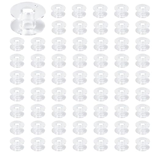 HZAOPZE Nähmaschinen Spulen Plastikspulen, Transparente Nähmaschinen Spulen Nähmaschine Spulen Kunststoff für Gängige/Spule Nähmaschine Die Meisten Nähmaschinen(60 Stück, Transparent) von HZAOPZE