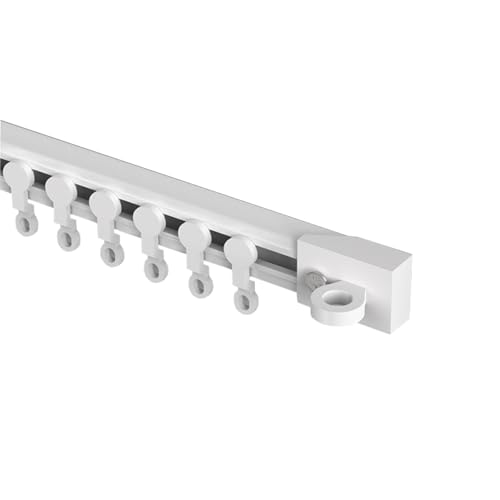 HZEPDVT Stanzbare und klebrige, leise Vorhangschiene mit hängendem Rad, weiße, Oben und seitlich montierte Doppelzweck-Klebeschiene(100cm(39.4in),Side) von HZEPDVT