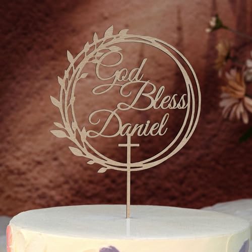 Personalisierte Taube mit Kreuz, Mi Bautizo-Kuchenaufsatz, 13 Farben, individuelle Taufe, Kuchendekoration mit Namen und Datum für Taufe, religiöse Taufe, Babyparty, Geburtstagsfeier (Stil 1) von HZGUEOSTB