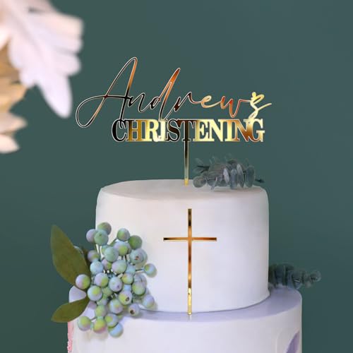 Personalisierter Tortenaufsatz "God Bless" mit Namen und Kreuz, personalisierbar, Mi Primera Comunión, Taufkuchendekoration für Erstkommunion, Babyparty und Geburtstagsfeier (Stil 2) von HZGUEOSTB