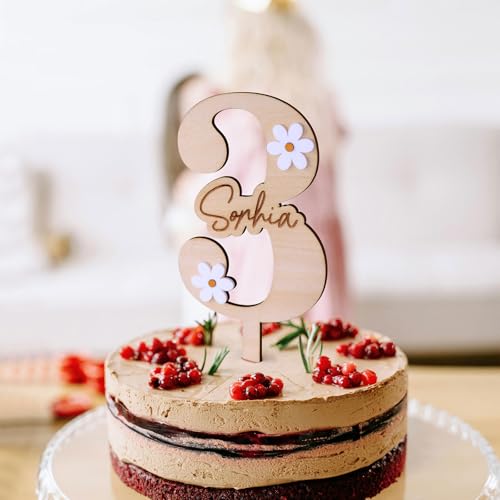 Tortenaufsatz aus Holz, 3D-Gänseblümchen, personalisierter Name, Geburtstagskuchendekoration für Mädchen und Jungen, perfekt für Babypartys Tortenaufsatz aus Holz, 3D-Gänseblümchen, personalisierter Name, Geburtstagskuchendekoration für Mädchen und Jungen, perfekt für Babypartys von HZGUEOSTB