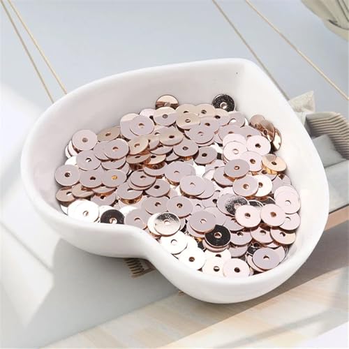 720 Stück/Packung, 6 mm, flach, rund, lose Pailletten, for Nähen, for Hochzeiten, Basteln, Damenbekleidung, DIY-Zubehör(Champagne) von HZLXF1