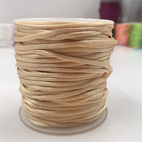 HZLXF1 2 mm, 30 Meter/Rolle, Satinschnur, Faden, Armband, geflochtene Schnur, geeignet for DIY-Quasten, Perlenfaden (Color : 734 beige) von HZLXF1