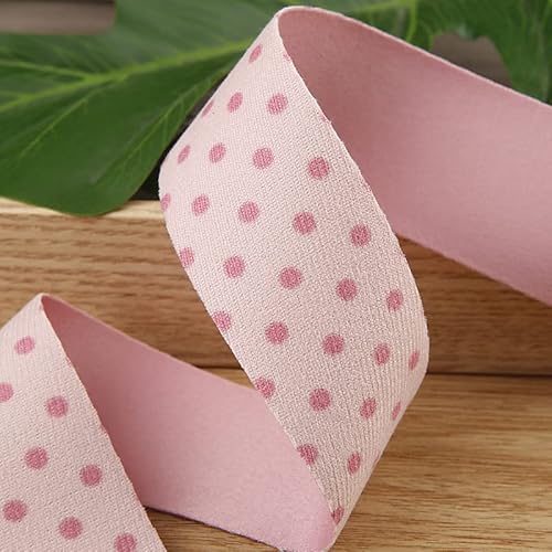 HZLXF1 5 Yards/Roll Punktdruck -Gurtband for Haarbögen DIY Handwerk Hochzeitsdekoration Geschenkverpackung Nähzubehör (Color : 002 Pink, Size : 38mm) von HZLXF1