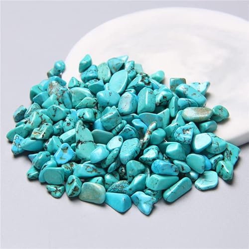 HZLXF1 7-9 mm 20 g 50 g natürliche Blaue Türkise Kristall Natursteine ​​Kies Perlen Mini Stein Steinsplitter (Color : Turquoise, Size : 100g) von HZLXF1