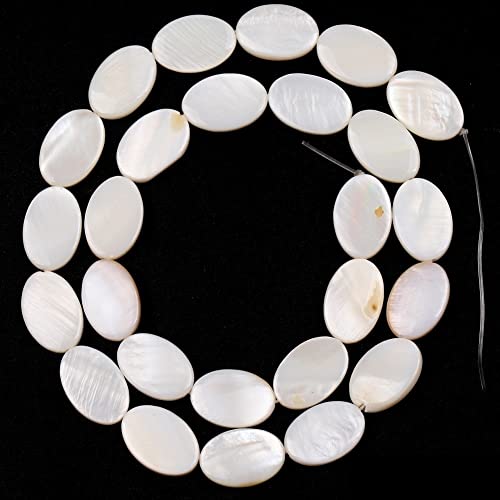 HZLXF1 Flache ovale Form Weiß Natürliche Shell Perlen Mutter von Perlmutt Shell Lose Perlen for Schmuck Machen DIY Zubehör Armband Halskette (Color : 10x15mm) von HZLXF1