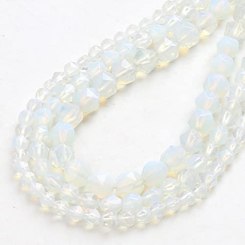 HZLXF1 Natürliche facettierte Stein-weiße Opalit-Quarz-Spacer lose Perlen DIY. Armbandzubehör for Schmuckherstellung 15"6/8 / 10mm (Item Diameter : 10mm 36pcs Beads) von HZLXF1