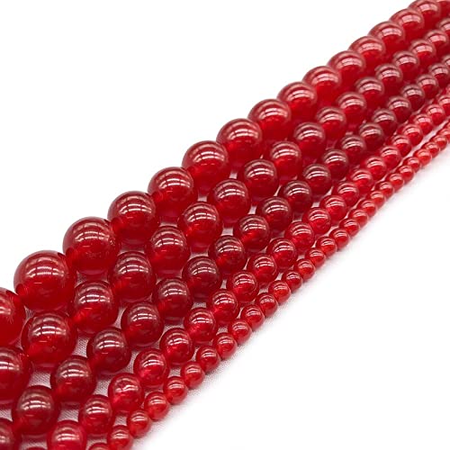HZLXF1 Natürliche rote Chalcedon-Stein-runde lose Spacer-Perlen for Schmuckherstellung 15 '' Strang DIY. Armbandschmuck 6mm 8mm 10mm 12mm (Color : Red, Item Diameter : 8mm Approx 46beads) von HZLXF1