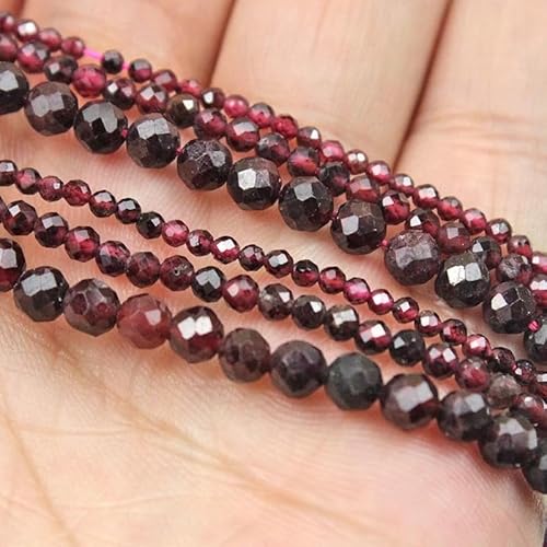 HZLXF1 Natürlicher facettierter Granatstein 2/3 / 4mm Abschnitt Lose Perlen Kleine runde Perlen for Schmuckherstellung DIY. Armband Ohrring Halskette. (Color : Garnet, Item Diameter : 2mm 175beads) von HZLXF1