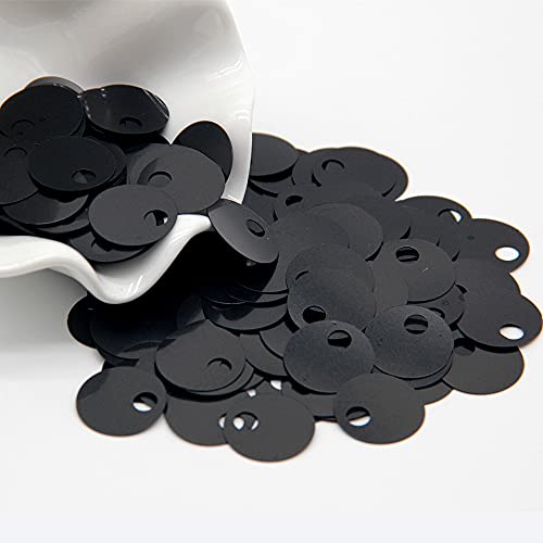 Transparente Pailletten, 20 mm, große, runde, lose Pailletten mit großem Loch, geeignet for Hochzeitsdekoration, Basteln, Kleidungsstücke, Zubehör, 10 g(Black) von HZLXF1