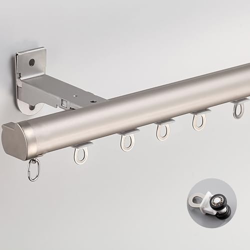 Deckenvorhangschiene, (1m-6m) Wand- Oder Deckenmontage Gardinen Schienensystem, Raumteiler, Aluminium Schiebevorhangstangen-Deckenschienenset Für Vorhänge, Wohnmobil, Kleiderschrank (Color : Almond-W von HZSCL