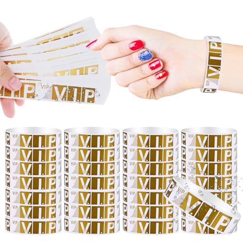 HZYIQ 300 Stück VIP Einlassbänder, Eintrittsbänder Papier VIP Bändchen Party, Wasserdichte Einlassbändchen Gold Festival Armbänder für Events, Veranstaltungen, Leichte Konzerte, Clubs HZYIQ 300 Stück VIP Einlassbänder, Eintrittsbänder Papier VIP Bändchen Party, Wasserdichte Einlassbändchen Gold Festival Armbänder für Events, Veranstaltungen, Leichte Konzerte, Clubs von HZYIQ