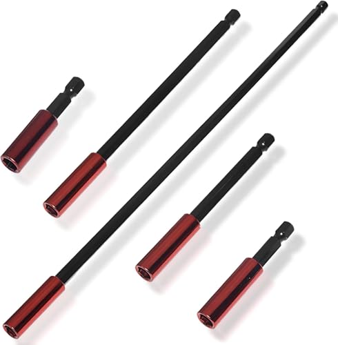 5 Stück Magnetische Sechskant Bithalter Verlängerung 50/60/100/150/300mm Magnetischer Bithalter 1/4'' Zoll Sechskant-Schaft Bit-aufnahme Schlagschrauber für Schraubendreher Bohrmaschine Schlagschraube von HZZON