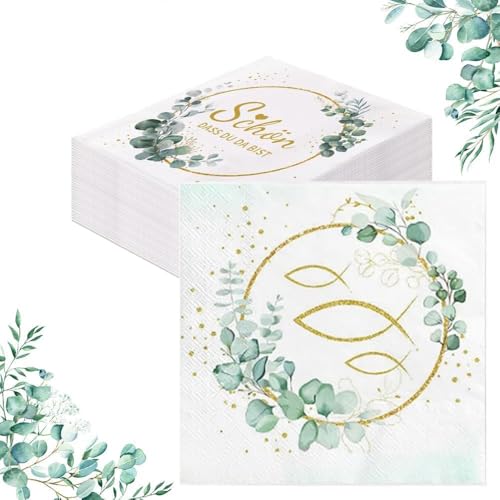 Servietten Kommunion Jungen Mädchen, 80Stück Grün Weiß Servietten Schön Dass Du Da Bist Eukalyptus Grün Tischdeko für Taufe Kommunion Konfirmation Hochzeit Geburtstag Servietten Kommunion Jungen Mädchen, 80Stück Grün Weiß Servietten Schön Dass Du Da Bist Eukalyptus Grün Tischdeko für Taufe Kommunion Konfirmation Hochzeit Geburtstag von HaMoSena
