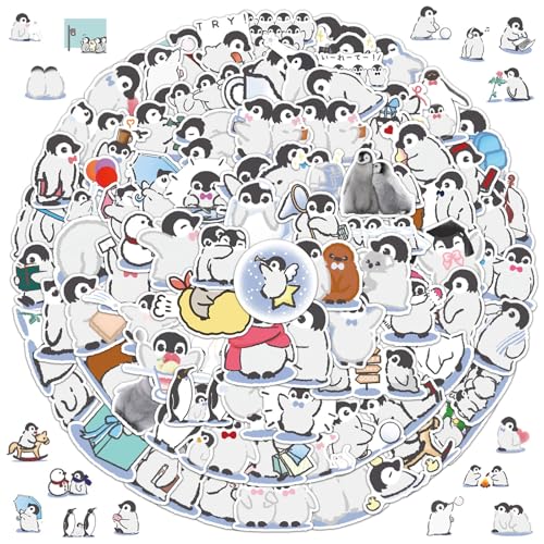100 StüCk Pinguin Aufkleber, Tier Sticker Set, Kinder Anime Graffiti Aufkleber, Vinyl Wasserdicht, Aesthetic Aufkleber für Wasserflaschen Laptop Auto Koffer für Jugendliche Kinder Erwachsene von HaOrchid