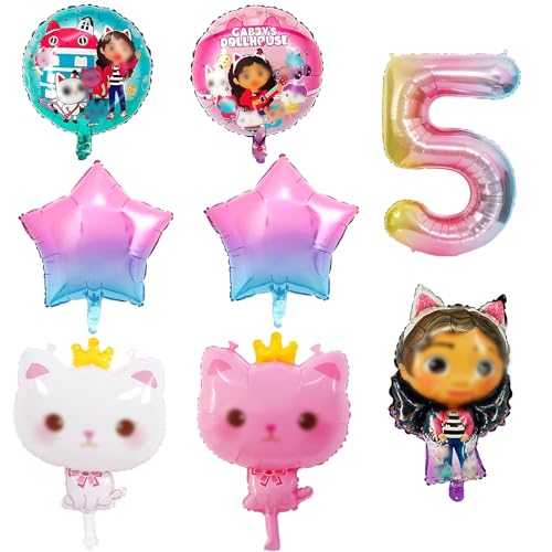 8 Stück Gabys Dolhouse Geburtstagsdeko 5 Jahre Mädchen, Gaby Geburtstagsdeko Folienballon, Luftballon Katze Party Dekoration für Kindergeburtstag Party Ballons Supplies Deko 8 Stück Gabys Dolhouse Geburtstagsdeko 5 Jahre Mädchen, Gaby Geburtstagsdeko Folienballon, Luftballon Katze Party Dekoration für Kindergeburtstag Party Ballons Supplies Deko von HaOrchid
