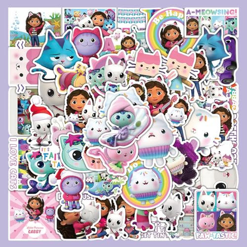 Doll House Aufkleber, 100 Stück Gaby sticker, Cute Cartoon Stickers, Aesthetic Sticker, Vinyl Wasserdicht Anime Stickers für Laptop Scrapbook Skateboard Gepäck, für Kinder Jugendliche Erwachsene von HaOrchid