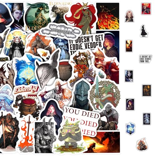Elden Ring Aufkleber, 2 X 50 Stück Der Ringe Spiel Stickers, Gaming Spiel Sticker, Cartoon Animation Aufkleber, Stickers Cool für Laptop Skateboard, Wasserdichte Vinyl Sticker für Erwachsene Kinder von HaOrchid