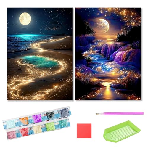 HaOrchid 5D Diamond Painting Erwachsene Set, DIY Diamant-Malerei Bastel ,Wasserfall Diamant Bilder für Mond Wasserfall, fürPremium Wanddeko für Wohnzimmer, Schlafzimmer & Home Decor (2 Stück) HaOrchid 5D Diamond Painting Erwachsene Set, DIY Diamant-Malerei Bastel ,Wasserfall Diamant Bilder für Mond Wasserfall, fürPremium Wanddeko für Wohnzimmer, Schlafzimmer & Home Decor (2 Stück) von HaOrchid