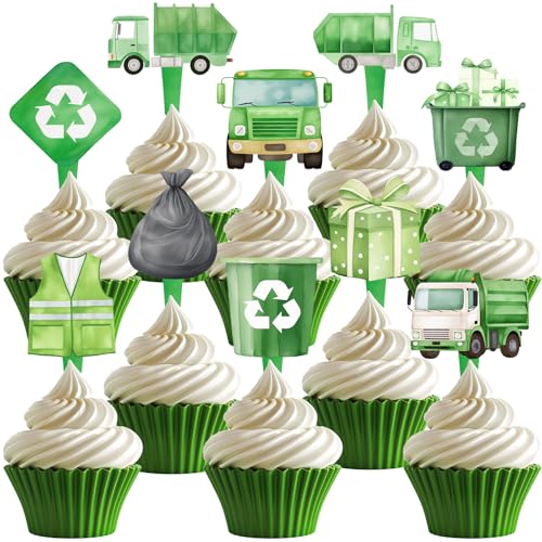 Cupcake-Aufsätze für Müllwagen, Müllwagen, Party-Dekorationen und Müllwagen, Cupcake-Topper, 30 Stück Cupcake-Aufsätze für Müllwagen, Müllwagen, Party-Dekorationen und Müllwagen, Cupcake-Topper, 30 Stück von HaPiBiDesign