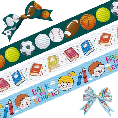 Habbiful 3 Rollen 13,7 m Schulanfangsbänder für Geschenkverpackungen, Basteln, 0,95 cm Vorschule, Ripsband, Sportbälle, Bücher, Bänder für den ersten Schultag, Kindergarten, Party-Dekoration Habbiful 3 Rollen 13,7 m Schulanfangsbänder für Geschenkverpackungen, Basteln, 0,95 cm Vorschule, Ripsband, Sportbälle, Bücher, Bänder für den ersten Schultag, Kindergarten, Party-Dekoration von Habbiful
