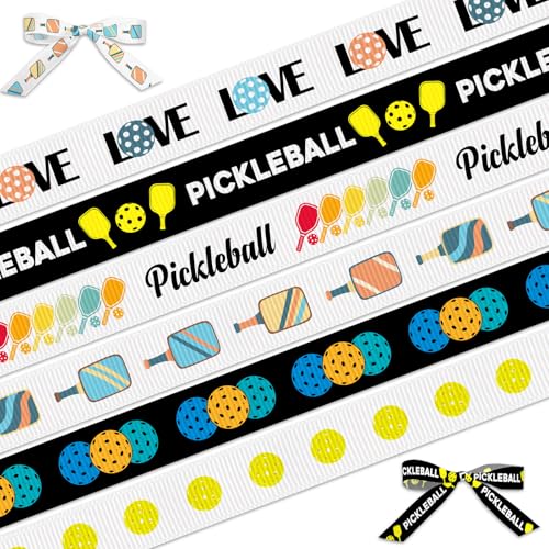 Habbiful Pickleball-Band, Sportball-Bänder zum Verpacken, Basteln, Kranz, Schleifen, weiß-grünes Ripsband, 0,9 cm, für Zuhause, Pickleball, Trophäe, Auszeichnung, Party, Dekoration, Zubehör, 6 Rollen Habbiful Pickleball-Band, Sportball-Bänder zum Verpacken, Basteln, Kranz, Schleifen, weiß-grünes Ripsband, 0,9 cm, für Zuhause, Pickleball, Trophäe, Auszeichnung, Party, Dekoration, Zubehör, 6 Rollen von Habbiful