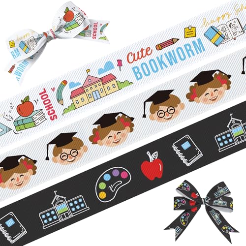 Habbiful Ripsband für Vorschule, 3 Rollen, 12,7 m, für Geschenkverpackungen, Bastelarbeiten, 3/8 Zoll Vorschule, Ripsband, Bücherwurm, Apfelbücher, Bänder für den ersten Schultag, Kindergarten Habbiful Ripsband für Vorschule, 3 Rollen, 12,7 m, für Geschenkverpackungen, Bastelarbeiten, 3/8 Zoll Vorschule, Ripsband, Bücherwurm, Apfelbücher, Bänder für den ersten Schultag, Kindergarten von Habbiful