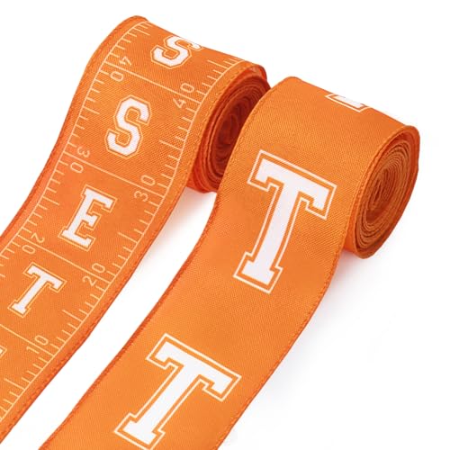 Habbiful Tennessee Band für Kranz, Schleifen, Basteln, Schulband zum Verpacken von Sport-Teams, Geburtstagsparty, Heimdekoration, 6,3 cm x 9,1 m, Weiß / Orange, 2 Rollen Habbiful Tennessee Band für Kranz, Schleifen, Basteln, Schulband zum Verpacken von Sport-Teams, Geburtstagsparty, Heimdekoration, 6,3 cm x 9,1 m, Weiß / Orange, 2 Rollen von Habbiful