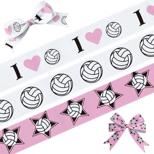Habbiful Volleyball-Bänder für Haarschleifen, Basteln, Geschenkverpackung, 1,5 m, für Sport, Team, Geburtstag, Party, Heimdekoration, 3 Rollen, 13,7 m, Weiß / Rosa Habbiful Volleyball-Bänder für Haarschleifen, Basteln, Geschenkverpackung, 1,5 m, für Sport, Team, Geburtstag, Party, Heimdekoration, 3 Rollen, 13,7 m, Weiß / Rosa von Habbiful