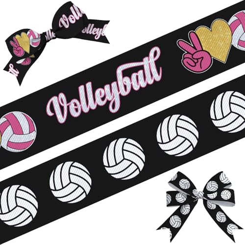 Habbiful Volleyball-Bänder für Haarschleifen, Basteln, Geschenkverpackung, 11,2 cm, für Sport, Team, Geburtstag, Party, Heimdekoration, 9,1 m, Schwarz / Rosa, 2 Rollen Habbiful Volleyball-Bänder für Haarschleifen, Basteln, Geschenkverpackung, 11,2 cm, für Sport, Team, Geburtstag, Party, Heimdekoration, 9,1 m, Schwarz / Rosa, 2 Rollen von Habbiful