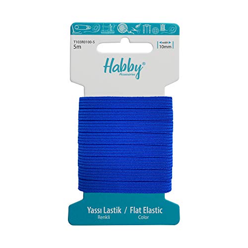Habby Accessories 5m Gummiband | Elastic Bands | Gummilitze | Gummizug | Gummiband Nähen | Flach | 10mm | Blau von Habby Accessories
