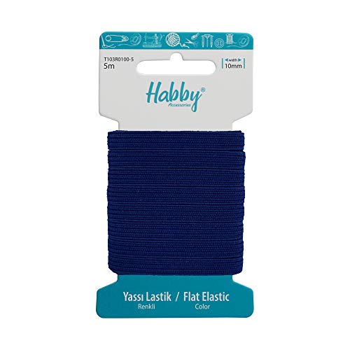 Habby Accessories 5m Gummiband | Elastic Bands | Gummilitze | Gummizug | Gummiband Nähen | Flach | 10mm | Navy Blau von Habby Accessories