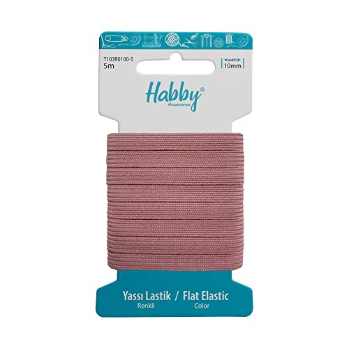 Habby Accessories 5m Gummiband | Elastic Bands | Gummilitze | Gummizug | Gummiband Nähen | Flach | 10mm | Rose von Habby Accessories