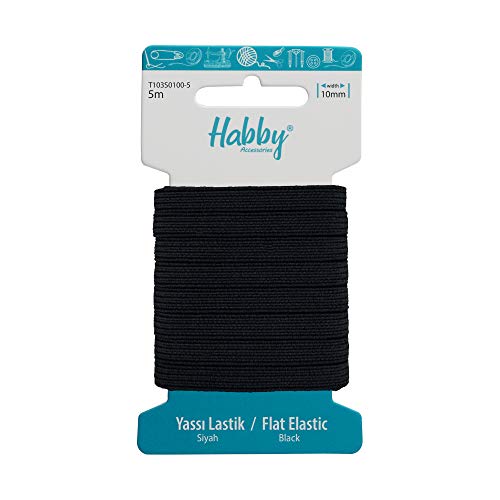 Habby Accessories 5m Gummiband | Elastic Bands | Gummilitze | Gummizug | Gummiband Nähen | Flach | 10mm | Schwarz von Habby Accessories
