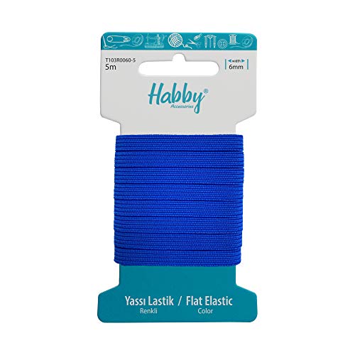 Habby Accessories 5m Gummiband | Elastic Bands | Gummilitze | Gummizug | Gummiband Nähen | Flach | 6mm | Blau von Habby Accessories