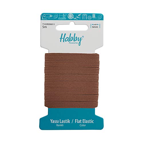 Habby Accessories 5m Gummiband | Elastic Bands | Gummilitze | Gummizug | Gummiband Nähen | Flach | 6mm | Braun von Habby Accessories