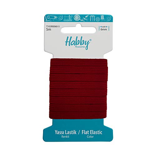 Habby Accessories 5m Gummiband | Elastic Bands | Gummilitze | Gummizug | Gummiband Nähen | Flach | 6mm | Burgund Habby Accessories 5m Gummiband | Elastic Bands | Gummilitze | Gummizug | Gummiband Nähen | Flach | 6mm | Burgund von Habby Accessories